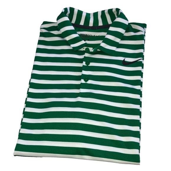 NIKE Golf Standard Dri-Fit Green Stripes Polo Short Sleeve Shirt Sz Large - Picture 11 of 12